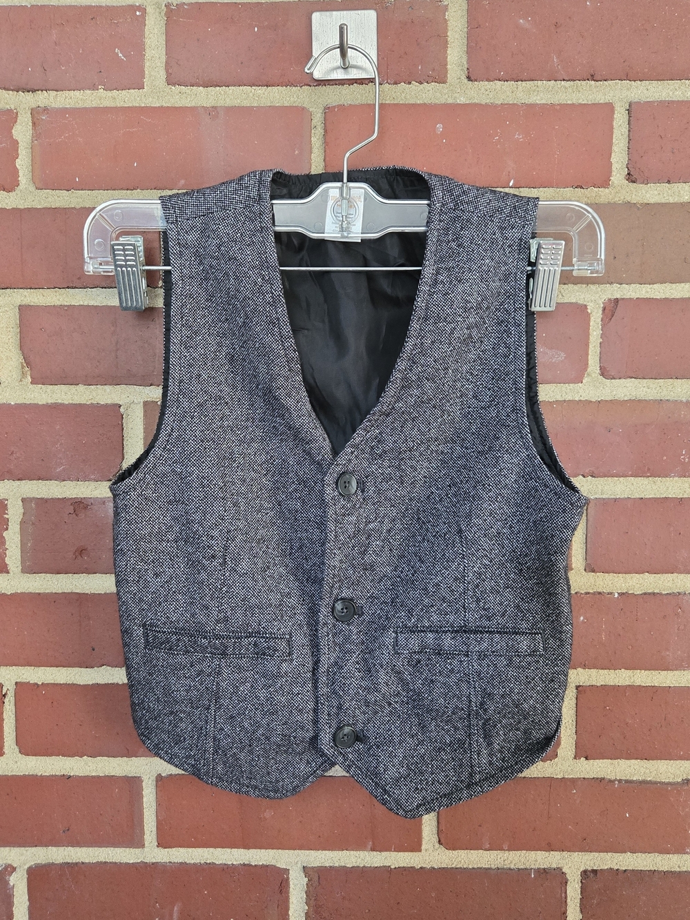 Gymboree Boys Gray Tweed Dress Vest Medium 7-8 Formal Wedding Holiday Church